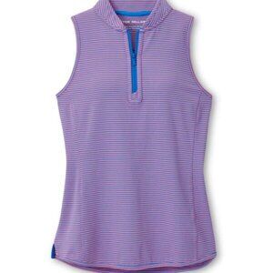 Peter Millar Women's Shirley Sleeveless 1/4 Zip Polo Medium Blue Primrose NWT